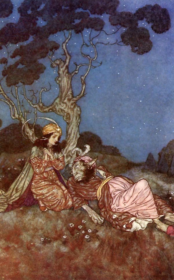 Yes, I will Marry You, Beast. Illustration to Beauty and the Beast -  by Edmund Dulac