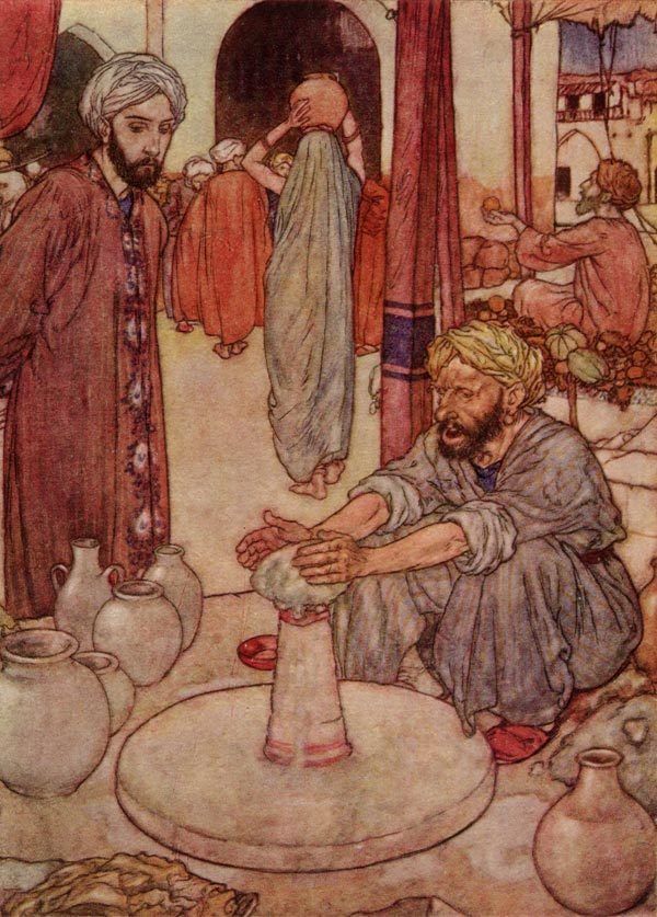 Watching a Potter, by Edmund Dulac illustration to The Rubaiyat